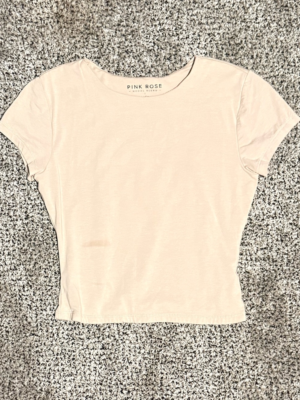 Pink Rose Short Sleeve Crewneck Tee in Pale Blush